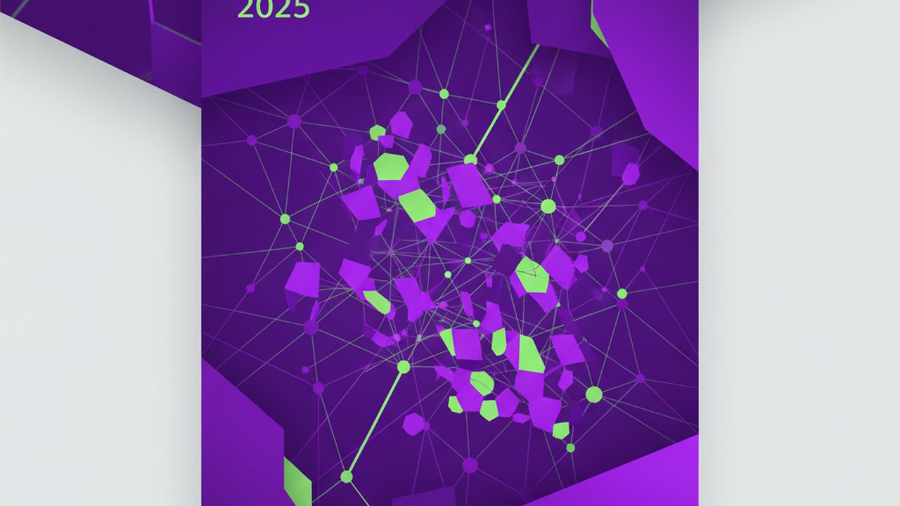 Abstract electric violet and neon lime cover illustration for the AI Ad Copy Tester project (2023), showing abstract neural web with pulsing embedding clusters.
