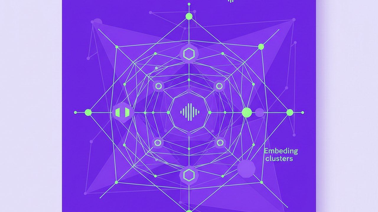 Abstract electric violet and neon lime cover illustration for the AI Code Refactoring Assistant project (2023), showing abstract neural web with pulsing embedding clusters.