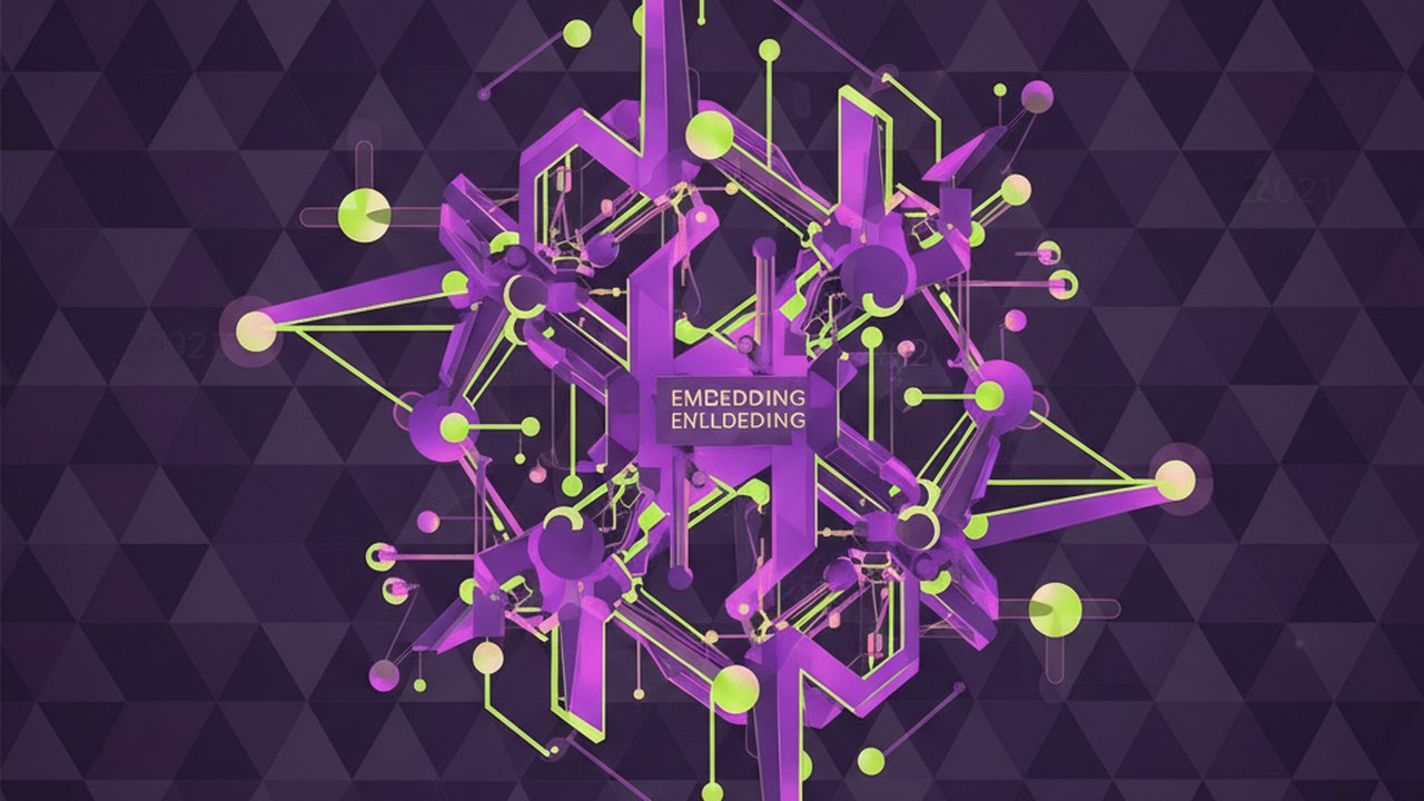 Abstract electric violet and neon lime cover illustration for the AI Language Tutor project (2021), showing abstract neural web with pulsing embedding clusters.