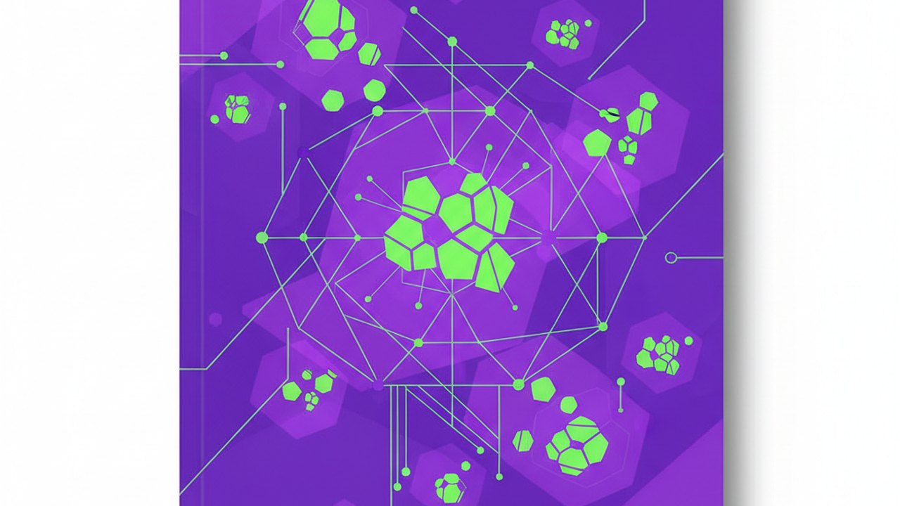 Abstract electric violet and neon lime cover illustration for the AI Language Tutor project (2023), showing abstract neural web with pulsing embedding clusters.