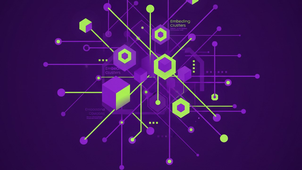 Abstract electric violet and neon lime cover illustration for the AI Study Buddy for Students project (2023), showing abstract neural web with pulsing embedding clusters.