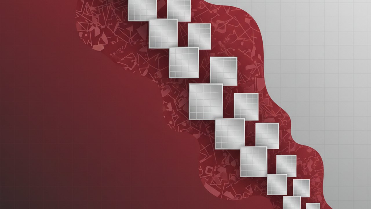 Abstract deep crimson and platinum silver cover illustration for the Depth Estimation from Single Image project (2022), showing layered convolutional filters cascading into activation maps.