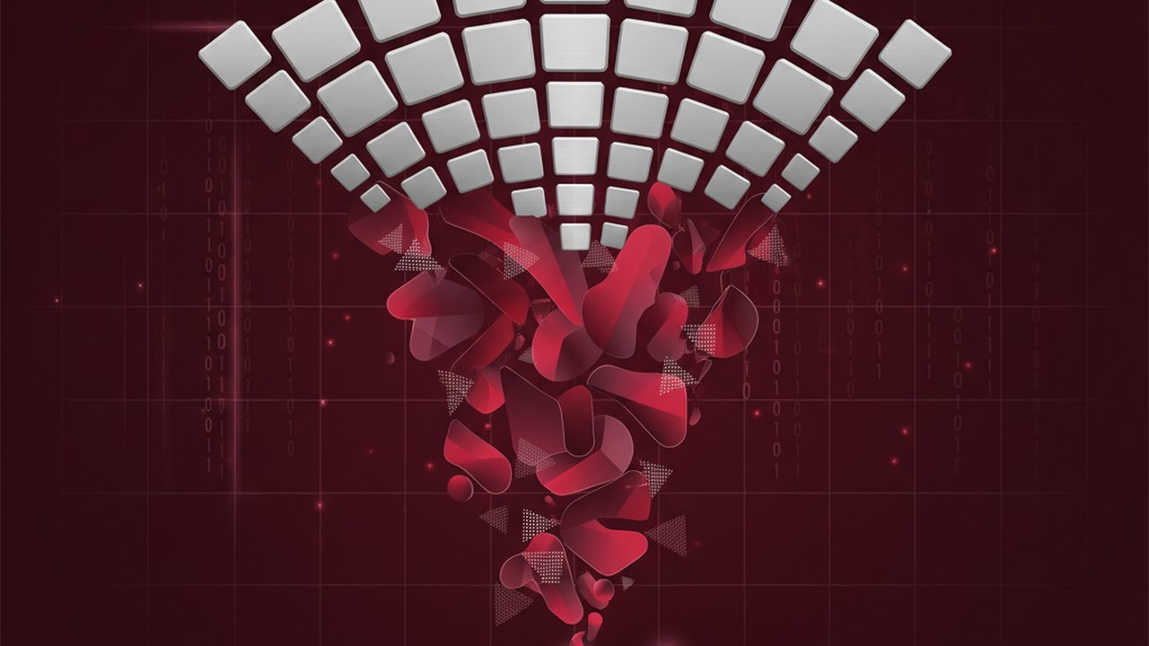 Abstract deep crimson and platinum silver cover illustration for the Depth Estimation from Single Image project (2024), showing layered convolutional filters cascading into activation maps.