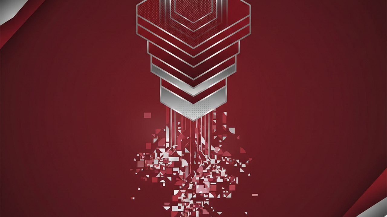 Abstract deep crimson and platinum silver cover illustration for the Facial Expression Recognition project (2024), showing layered convolutional filters cascading into activation maps.