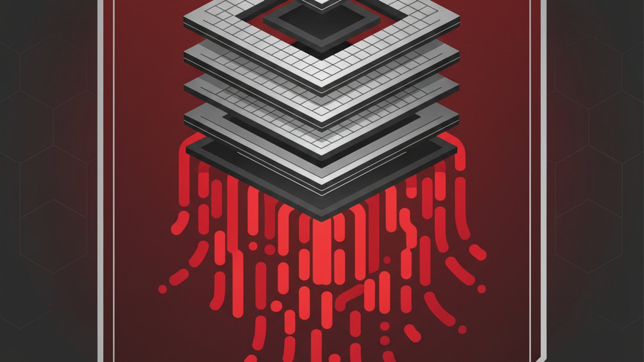 Abstract deep crimson and platinum silver cover illustration for the Real-Time Pose Estimation project (2024), showing layered convolutional filters cascading into activation maps.