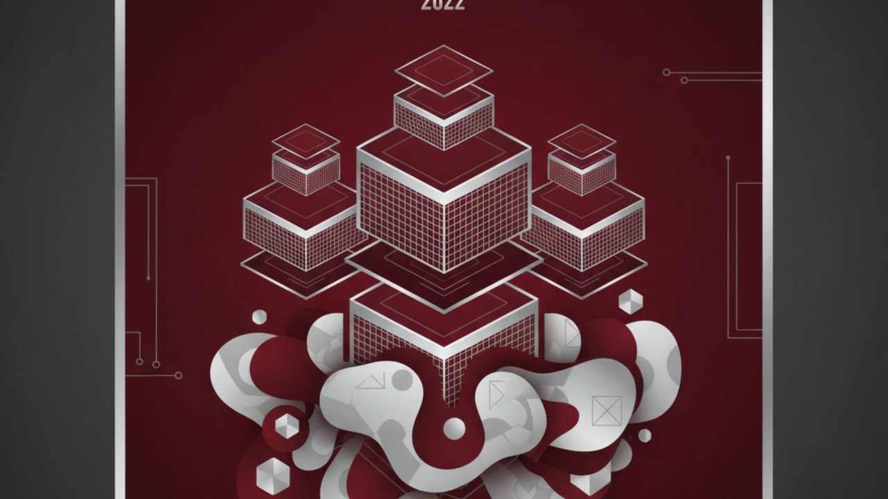 Abstract deep crimson and platinum silver cover illustration for the Recommendation System with Deep Learning project (2022), showing layered convolutional filters cascading into activation maps.