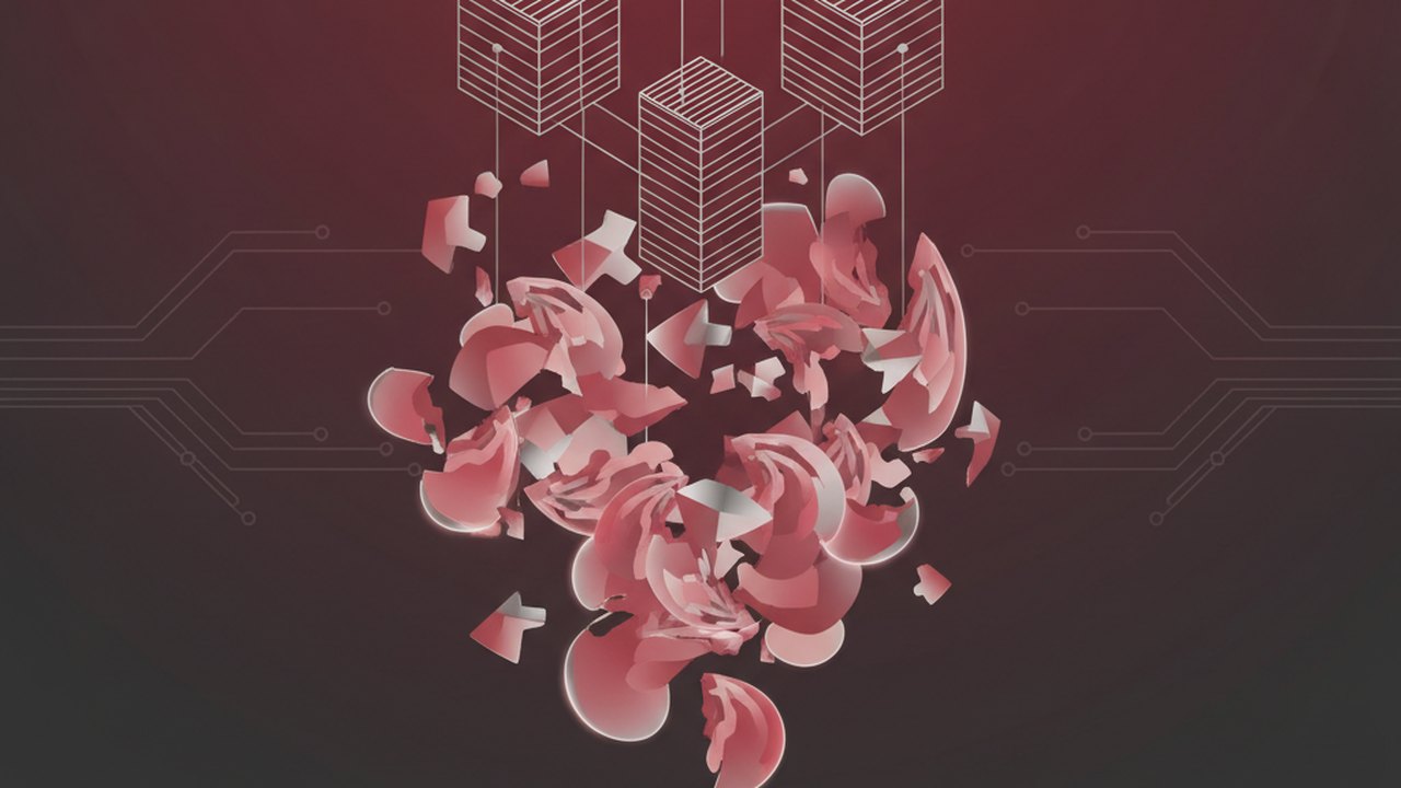 Abstract deep crimson and platinum silver cover illustration for the Text Summarization for News project (2020), showing layered convolutional filters cascading into activation maps.