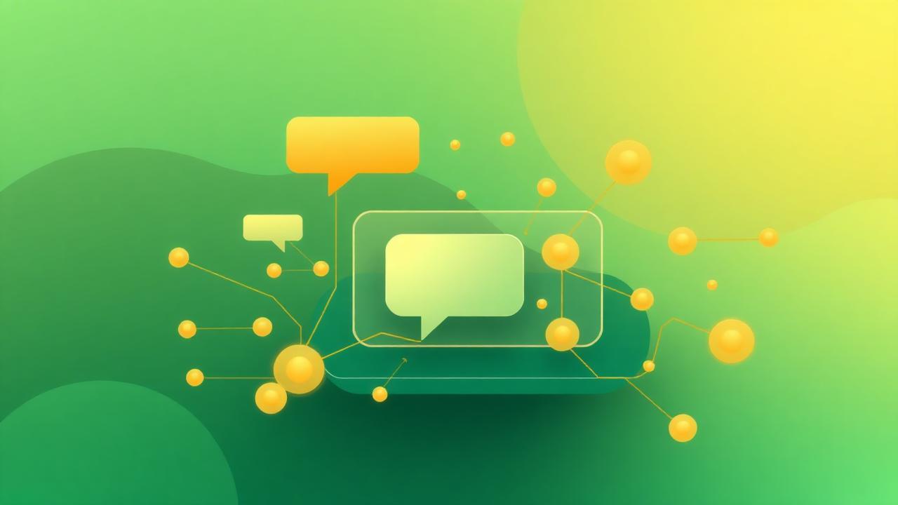 Abstract forest green and warm gold cover illustration for the Real-Time Chat Application project (2024), showing stacked service tiers with Mongo, Express, React, and Node glyphs.