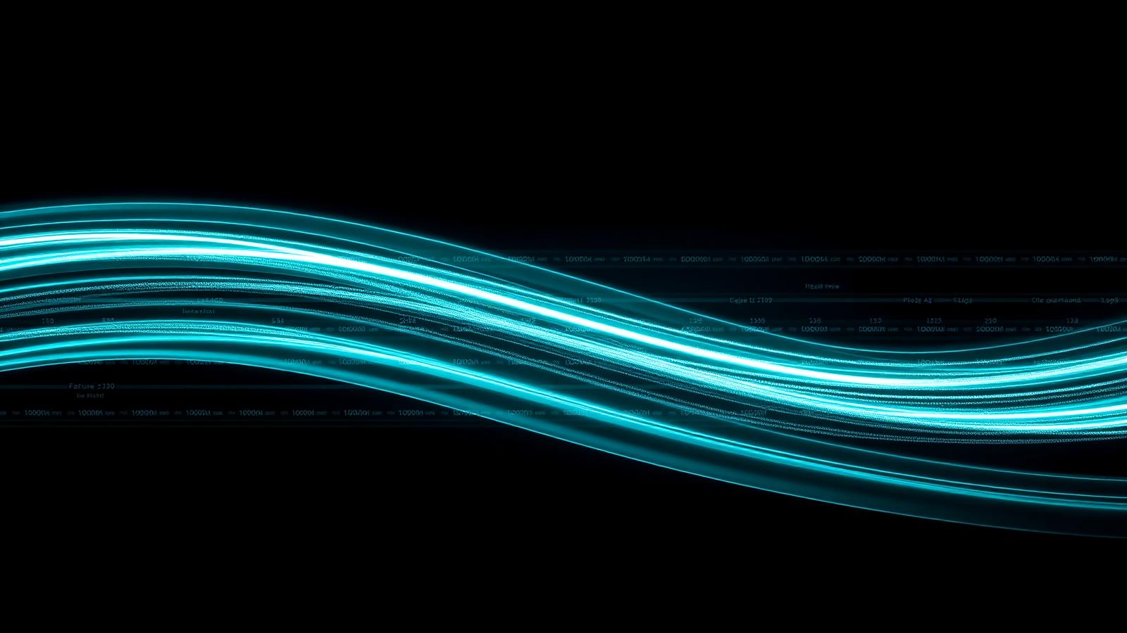 Abstract near-black and electric cyan cover illustration for the Real-Time Feature Store project, showing online and offline feature planes joined by cyan bus lines.