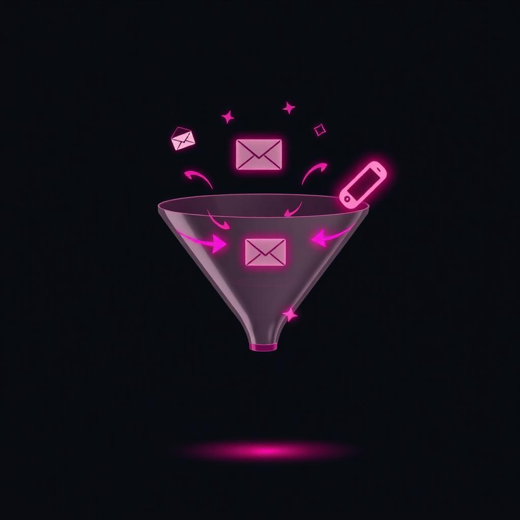 Abstract charcoal and magenta cover illustration for the Autonomous Sales Outbound Agent project, showing a branching outreach graph with fuchsia decision paths.