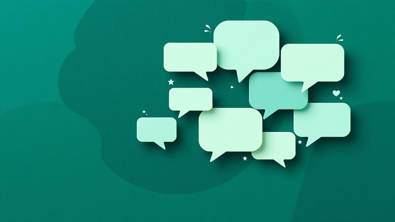 Abstract teal and mint cover illustration for the Voice-of-Customer NLP project, showing sentiment waves and topic clusters flowing over a teal depth field.
