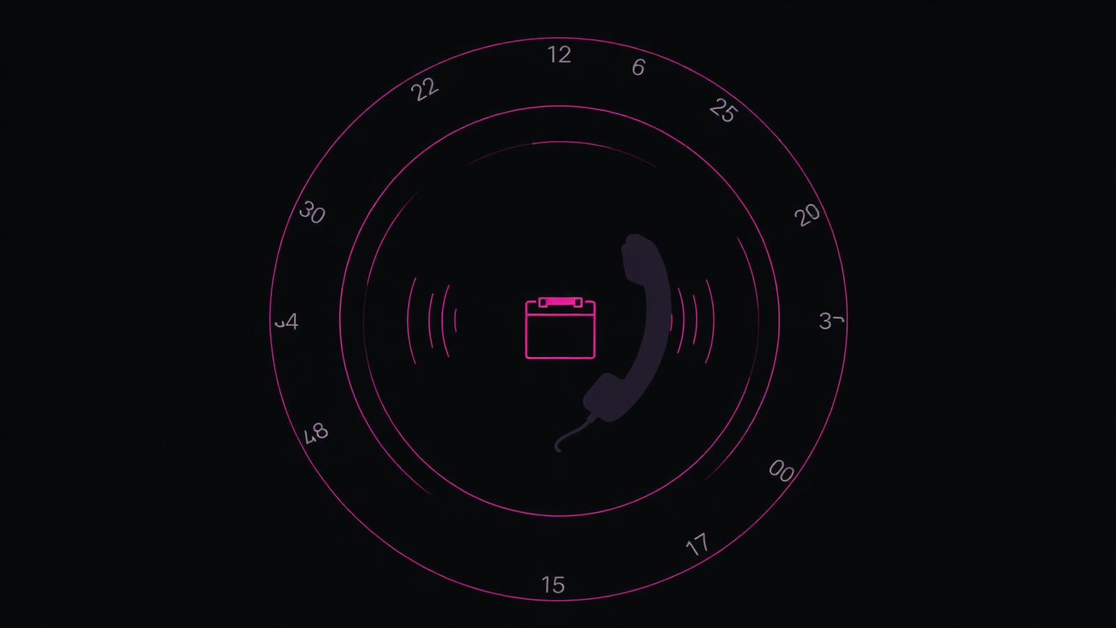 Abstract charcoal and magenta cover illustration for the Voice AI Appointment Agent project, showing realtime audio waveforms bound to magenta booking flows.